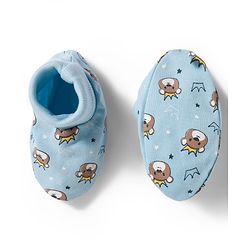 Babyhug 100% Cotton Knit Mittens & Booties Set with Bear Print - Light Blue