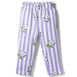 Babyhug 100% Cotton Knit Full Sleeves Shirt & Pyjama Co-ord Night Suit With Panda Print - Lavender