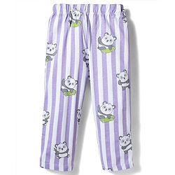 Babyhug 100% Cotton Knit Full Sleeves Shirt & Pyjama Co-ord Night Suit With Panda Print - Lavender