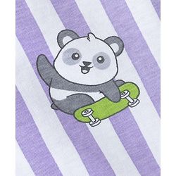 Babyhug 100% Cotton Knit Full Sleeves Shirt & Pyjama Co-ord Night Suit With Panda Print - Lavender