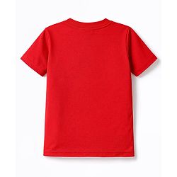 Babyhug Cotton Knit Half Sleeves T-Shirt & Pyjama Night Suit With Vehicle Print - Red