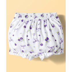 Babyhug 100% Cotton Knit Bloomers With Floral & Duck Print Pack of 3 - Multicolor