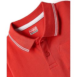 Babyhug 100% Cotton Single Jersey Knit Half Sleeves T-Shirt & Dungaree Set with Safari Print - Red & Navy Blue