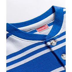 Babyhug Cotton Blend Knit Half Sleeves Striped Henley T-Shirt with HD Ship Graphic - Multicolor