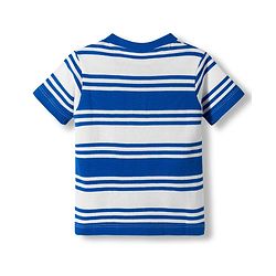Babyhug Cotton Blend Knit Half Sleeves Striped Henley T-Shirt with HD Ship Graphic - Multicolor