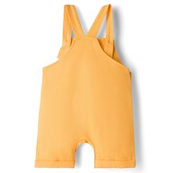Babyhug Single Jersey Knit Half Sleeves T-Shirt & Dungaree Set with Tiger Print - Yellow & Navy Blue