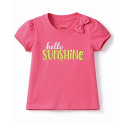 Babyhug 100% Cotton Knit Half Sleeves T-Shirt & Shorts Co-ord Night Suit With Heart Print - Pink