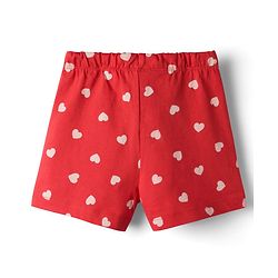 Babyhug Cotton Knit Half Sleeves Hearts Printed T-Shirt & Shorts Night Suit - Red