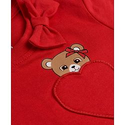 Babyhug Cotton Knit Half Sleeves Hearts Printed T-Shirt & Shorts Night Suit - Red