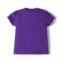 Babyhug Cotton Knit Half Sleeves Floral & Polka Dots Printed T-Shirt & Shorts Night Suit - Purple