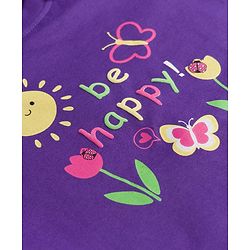 Babyhug Cotton Knit Half Sleeves Floral & Polka Dots Printed T-Shirt & Shorts Night Suit - Purple