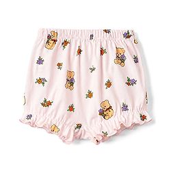 Babyhug 100% Cotton Knit Floral & Bear Printed Bloomers Pack of 3 - Peach Lilac & Orange