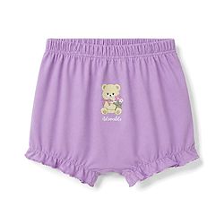 Babyhug 100% Cotton Knit Floral & Bear Printed Bloomers Pack of 3 - Peach Lilac & Orange