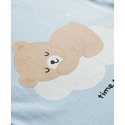 Babyhug Cotton Knit Half Sleeves T-Shirt & Shorts Night Suit With Teddy Bear Print - Light Blue