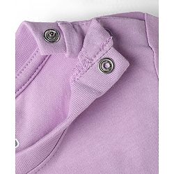 Babyhug Cotton Knit Half Sleeves Text Printed & Striped T-Shirt & Shorts Night Suit - Lavender