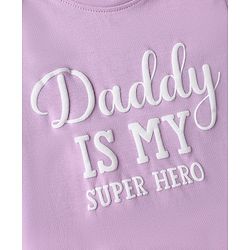 Babyhug Cotton Knit Half Sleeves Text Printed & Striped T-Shirt & Shorts Night Suit - Lavender