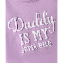 Babyhug Cotton Knit Half Sleeves Text Printed & Striped T-Shirt & Shorts Night Suit - Lavender