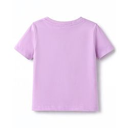 Babyhug Cotton Knit Half Sleeves Text Printed & Striped T-Shirt & Shorts Night Suit - Lavender