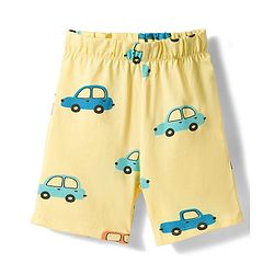 Babyhug Cotton Knit Half Sleeves Co-ords Shirt & Shorts Night Suit with Car Print - Yellow