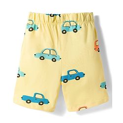 Babyhug Cotton Knit Half Sleeves Co-ords Shirt & Shorts Night Suit with Car Print - Yellow