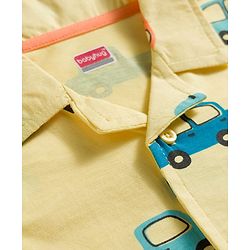 Babyhug Cotton Knit Half Sleeves Co-ords Shirt & Shorts Night Suit with Car Print - Yellow