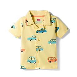 Babyhug Cotton Knit Half Sleeves Co-ords Shirt & Shorts Night Suit with Car Print - Yellow