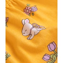 Babyhug 100% Cotton Knit Polka Dots Floral & Bunny Printed Bloomers Pack Of 3 - Pink Yellow & White