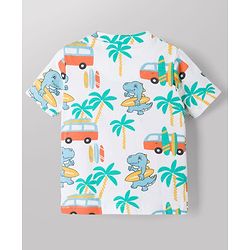 Babyhug 100% Cotton Knit Beach Theme & Dino Printed Co-Ord T-Shirt & Shorts Set - Multicolour