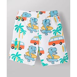 Babyhug 100% Cotton Knit Beach Theme & Dino Printed Co-Ord T-Shirt & Shorts Set - Multicolour
