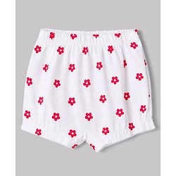 Babyhug 100% Cotton Single Jersey Knit Bloomers With Dot and Floral Print Pack of 3 -Pink,White,Red