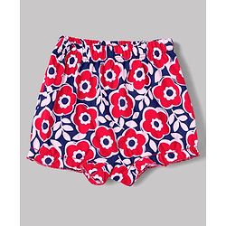 Babyhug 100% Cotton Single Jersey Knit Bloomers With Dot and Floral Print Pack of 3 -Pink,White,Red