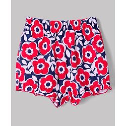 Babyhug 100% Cotton Single Jersey Knit Bloomers With Dot and Floral Print Pack of 3 -Pink,White,Red
