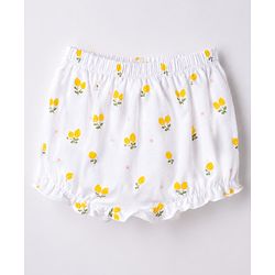 Babyhug 100% Cotton Knit Floral & Tropical Theme Printed Bloomers Pack Of 3 - Orange & White