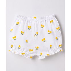 Babyhug 100% Cotton Knit Floral & Tropical Theme Printed Bloomers Pack Of 3 - Orange & White