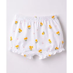 Babyhug 100% Cotton Knit Floral & Tropical Theme Printed Bloomers Pack Of 3 - Orange & White