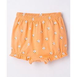 Babyhug 100% Cotton Knit Floral & Tropical Theme Printed Bloomers Pack Of 3 - Orange & White