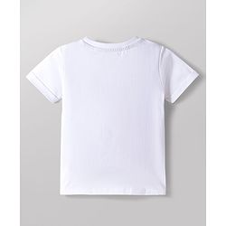 Babyhug Cotton Knit Half Sleeves T-Shirt with Bear Print - White