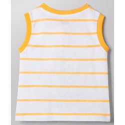 Babyhug Cotton Knit T-Shirt Sleeveless Striped with Graphics Multi Color 6-9 Months