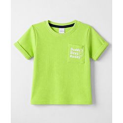 Babyhug Cotton Knit T-Shirts Half Sleeves Structured with Graphics Limegreen 6-9 Months