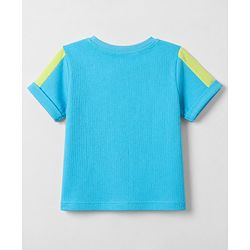 Babyhug Waffle Knit T-Shirt Half Sleeves Structured with Graphics Blue 6-9 Months