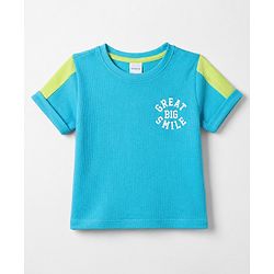 Babyhug Waffle Knit T-Shirt Half Sleeves Structured with Graphics Blue 6-9 Months