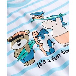 Babyhug Cotton Knit T-Shirt Half Sleeves Striped with Graphics Multi Color 6-9 Months