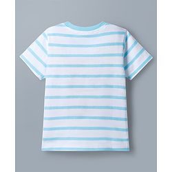 Babyhug Cotton Knit T-Shirt Half Sleeves Striped with Graphics Multi Color 6-9 Months
