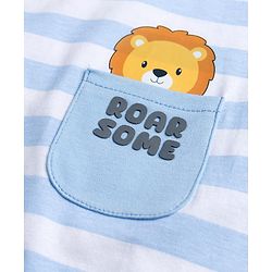 Babyhug Cotton Knit T-Shirt Half Sleeves Striped with Graphic Multi Color 6-9 Months