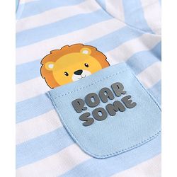 Babyhug Cotton Knit T-Shirt Half Sleeves Striped with Graphic Multi Color 6-9 Months