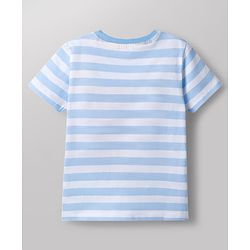 Babyhug Cotton Knit T-Shirt Half Sleeves Striped with Graphic Multi Color 6-9 Months