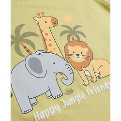 Babyhug Single Jersey Knit Half Sleeves T-Shirt & Shorts Set with Jungle Theme Print - Green & Brown