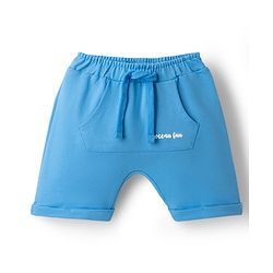 Babyhug Single Jersey Knit Half Sleeves Striped T-Shirt & Shorts Set with Sea Life Print & Patch - Blue & Yellow