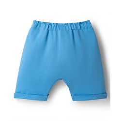 Babyhug Single Jersey Knit Half Sleeves Striped T-Shirt & Shorts Set with Sea Life Print & Patch - Blue & Yellow
