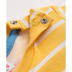Babyhug Single Jersey Knit Half Sleeves Striped T-Shirt & Shorts Set with Sea Life Print & Patch - Blue & Yellow